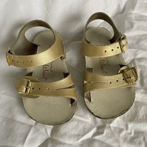 Sun San Sea Wees Size 4 Infant/Toddler Gold Leather Saltwater Sandal Shoes